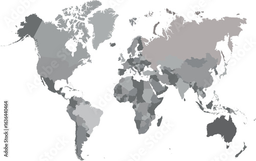 Grayscale World Political Map