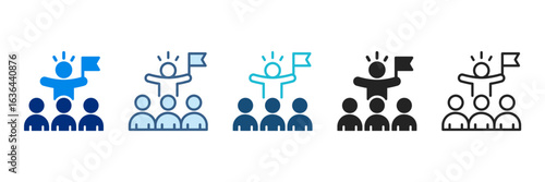 Team Leader Icon Set Multiple Style Vector Illustration