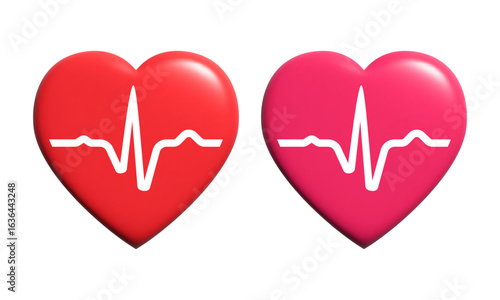Heart and pulse. Vector 3d clipart isolated on white background.