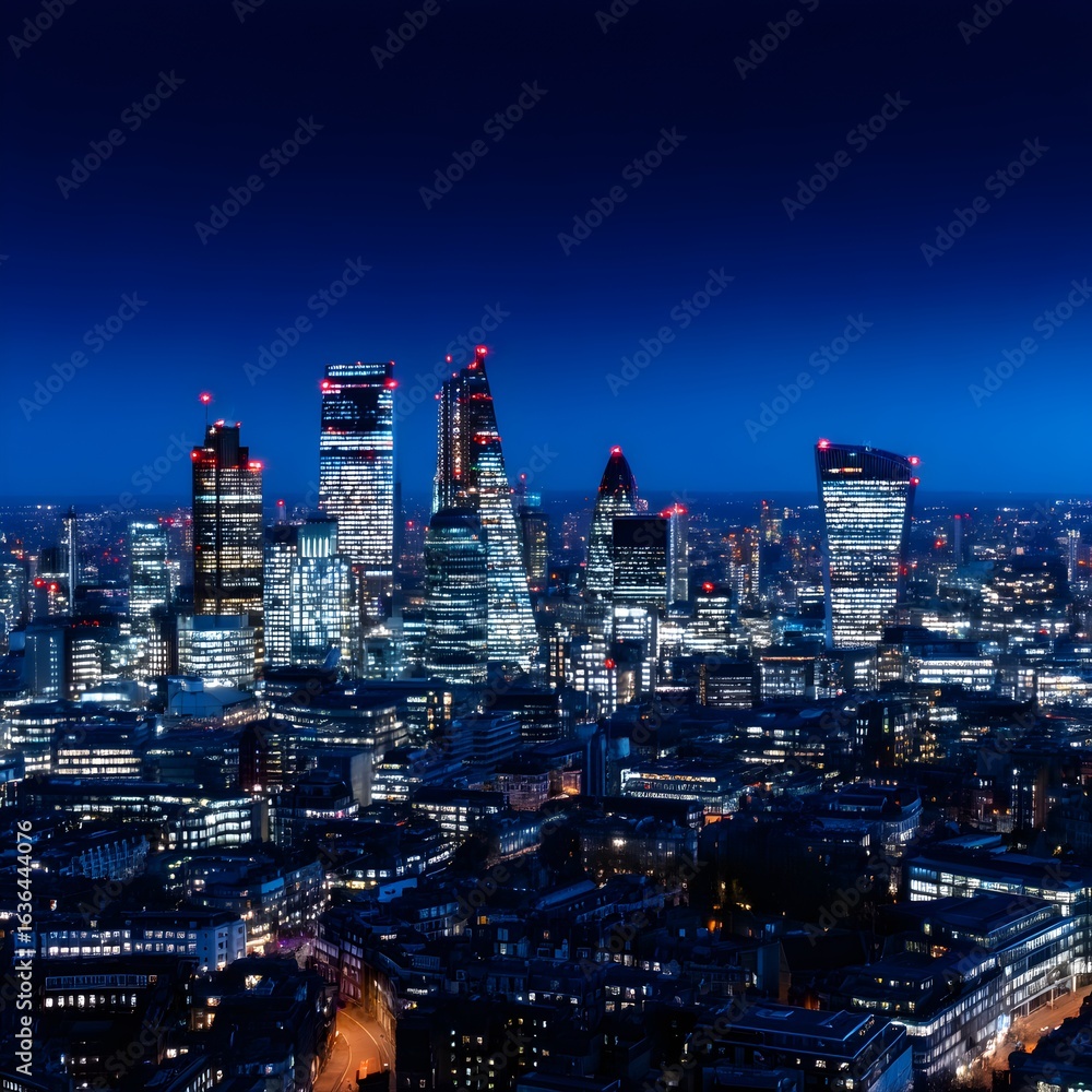 Fototapeta premium Illuminated London Cityscape at Night
