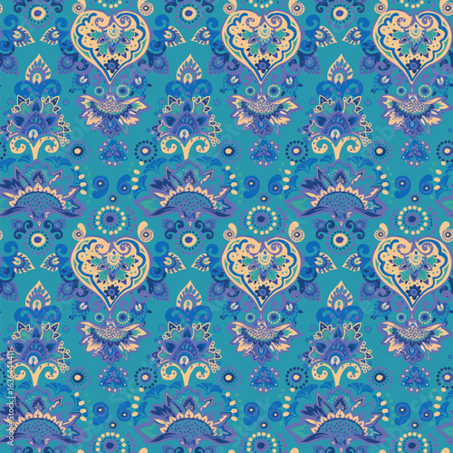 Vintage pattern for fabric "Oriental motifs" in the style of traditional prints. For textiles, wallpaper, packaging.
