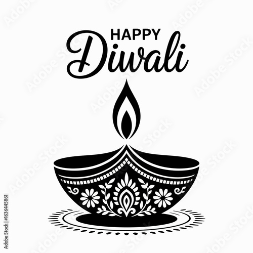 Vector art of happy diwali diya lamp illustration isolated on white background for the indian festival of lights, a traditional and spiritual hindu celebration