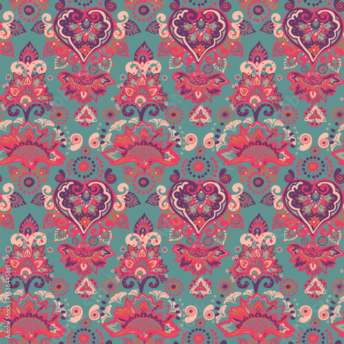 Vintage pattern for fabric "Oriental motifs" in the style of traditional prints. For textiles, wallpaper, packaging.