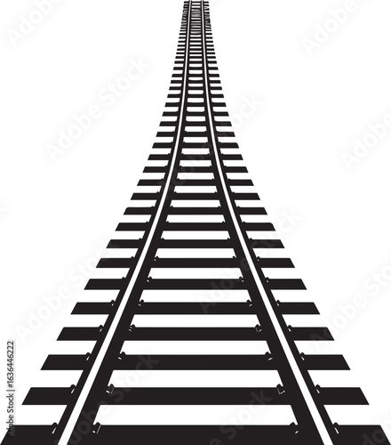 Rail Track Silhouette in Black | Train Railway Path Illustration