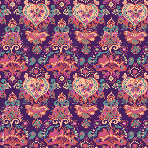 Vintage pattern for fabric "Oriental motifs" in the style of traditional prints. For textiles, wallpaper, packaging.