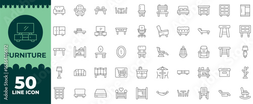 Furniture Line Editable Icons set. Vector illustration in modern thin line style of Furniture icons: interior, clothes rack, room, etc