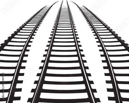 Rail Track Silhouette in Black | Train Railway Path Illustration
