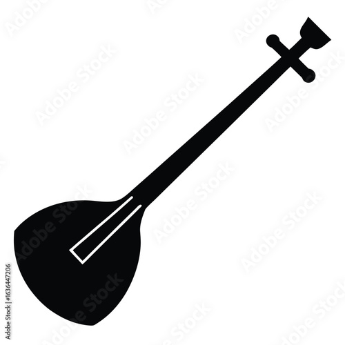 Photo of saz musical instrument isolated on white background, a traditional turkish string instrument for folk music, vector illustration of culture