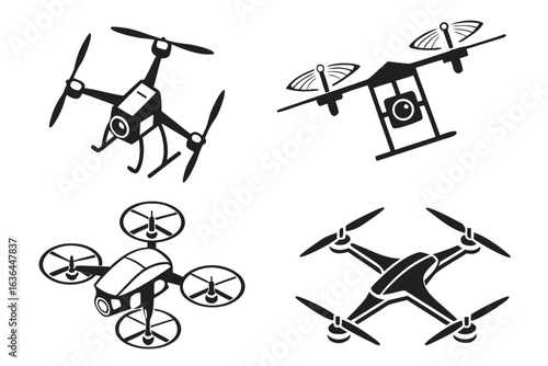 Drone collection isolated on white background