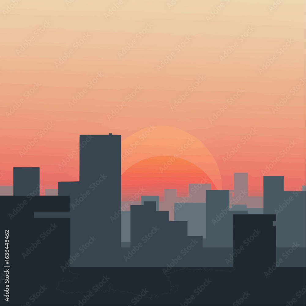 Naklejka premium Minimalist Vector City Skyline with Abstract Buildings