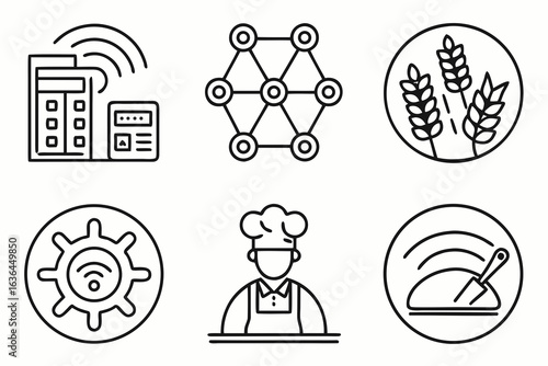 Set of six industry icons