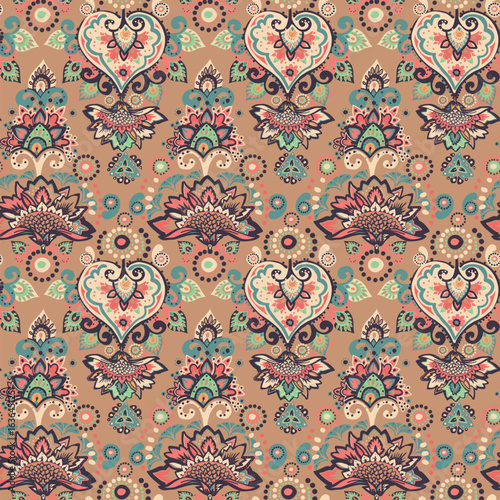 Vintage pattern for fabric "Oriental motifs" in the style of traditional prints. For textiles, wallpaper, packaging.