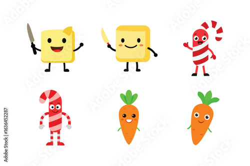 Playful and professional food and beverage mascot logo collection in vector style Color Vector illustration  