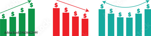 Modern Bar Graph Vector – Minimalist Data Visualization with Green and Red Geometric Design
