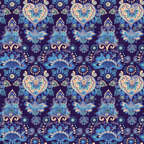 Vintage pattern for fabric "Oriental motifs" in the style of traditional prints. For textiles, wallpaper, packaging.