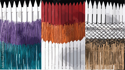 Colorful fence illustration background