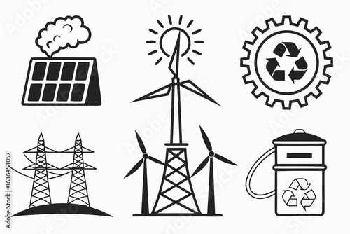 Renewable energy icons set