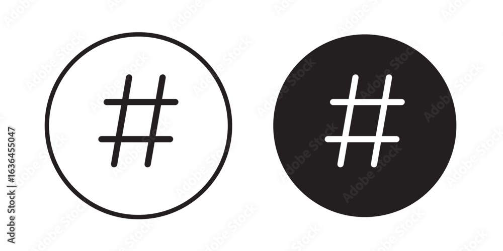 Obraz premium Hashtag icon , Flat design style. vector hashtag icon illustration . Vector illustration with stroke and fill on a white&nbsp;background.