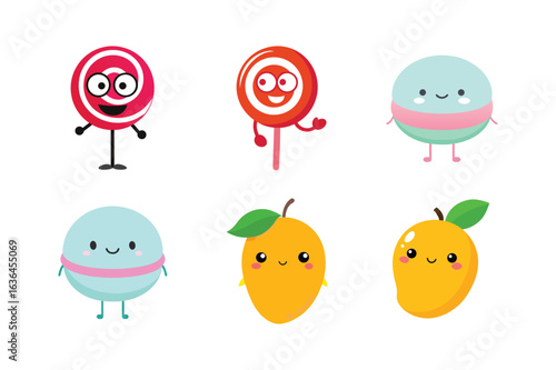 Lively food and drink mascot logo pack in clean and vibrant vector artwork Color Vector illustration  