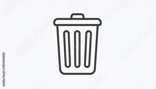 Outline trash can icon for waste, garbage, and digital deletion. Minimalist vector symbol for rubbish and recycling.