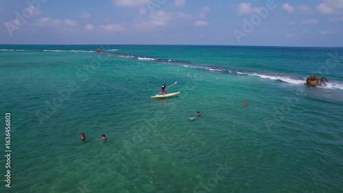 Aerial video on the beach of the city of Bat Yam, Israel