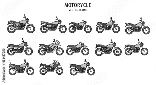 vector set of motorcycle icons