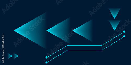 Light arrow up on grid dark background illustration copy space digital growth concept