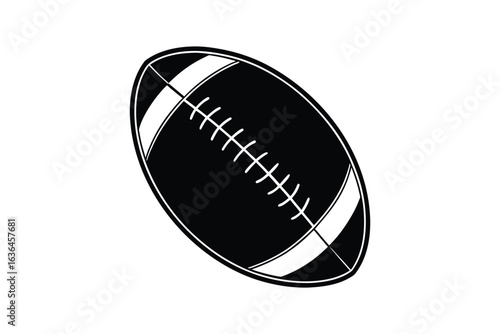 American Football Ball Isolated on White Background in Silhouette Style silhouette