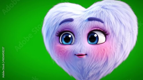 Heart-shaped furry creature with big eyes