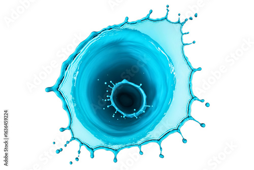 Blue water splash creating a crown shape isolated on a transparent background