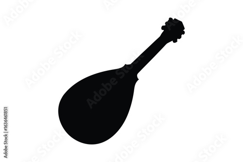 Mandolin Musical Instrument Black and White Silhouette Style Image