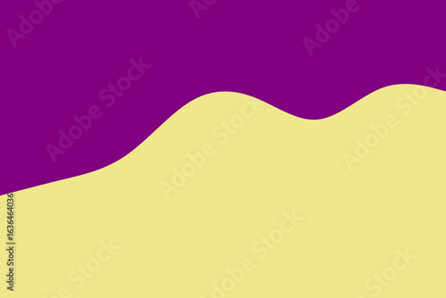 Abstract flowing waves of purple and pale yellow create a modern, minimalist background design with organic curves.