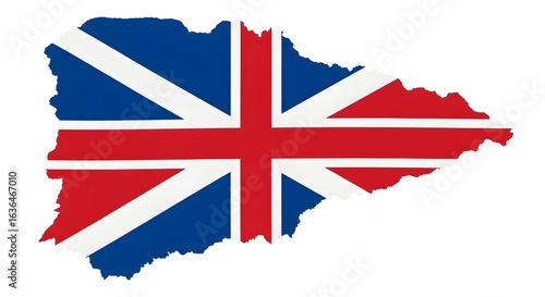 United Kingdom Flag Map Isolated on White Background