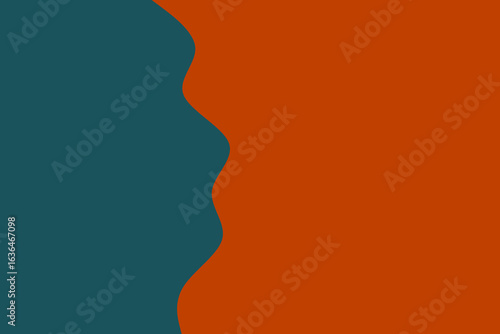 Abstract design featuring a smooth, wavy border separating teal and burnt orange color fields for a modern aesthetic.