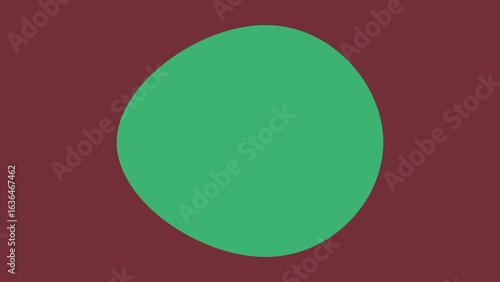 Abstract green circle on a maroon background, ideal for presentations or graphic design projects needing a simple yet visually appealing element.