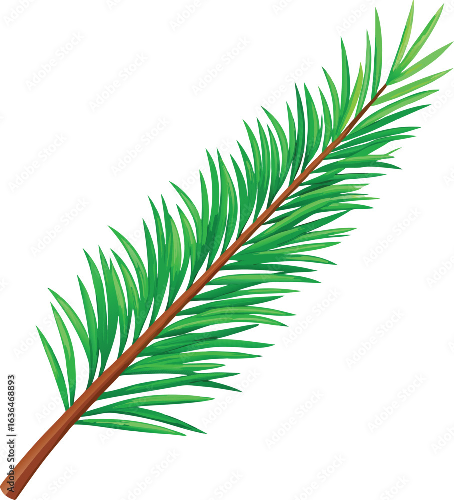 zero waste Christmas Single Green Pine Branch Illustration zero waste Christmas Single Green Pine Branch Illustration
