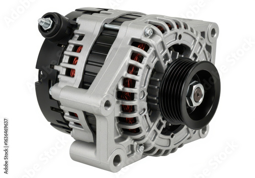 Automotive alternator isolated on white background