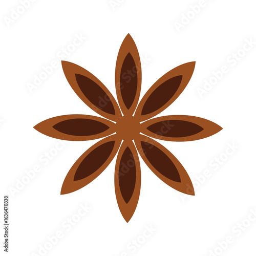 Star anise. Simple cute color flat vector Illustration isolated on white background. Spice for drinks and food. Icon element for ad, logo, background. Aromatherapy spice