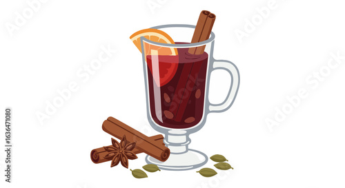 Warm mulled wine with aromatic spices for cozy winter nights