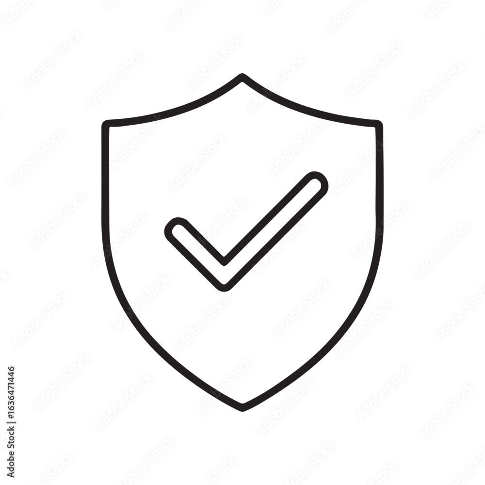 Shield with Check Mark Icon for Security and Protection Line Art Illustration
Shield with Check Mark Icon for Security and Protection Line Art Illustration