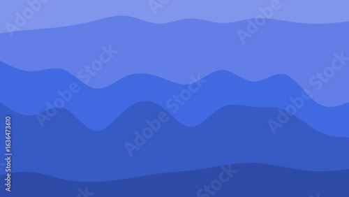 An abstract background features smooth, undulating layers of varying blue hues, creating a calming and modern visual design with a sense of depth.