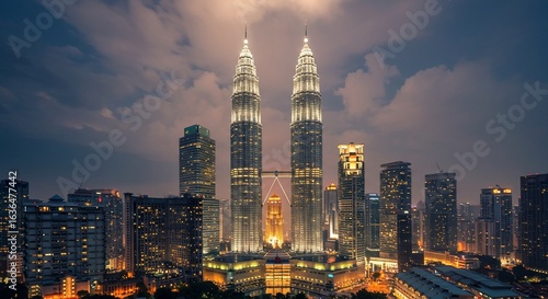 Kuala Lumpur's Twin Towers: Night's Embrace