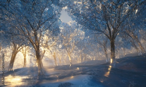 Wallpaper Mural Frozen trees in winter landscape with sunlight shining through the forest Torontodigital.ca