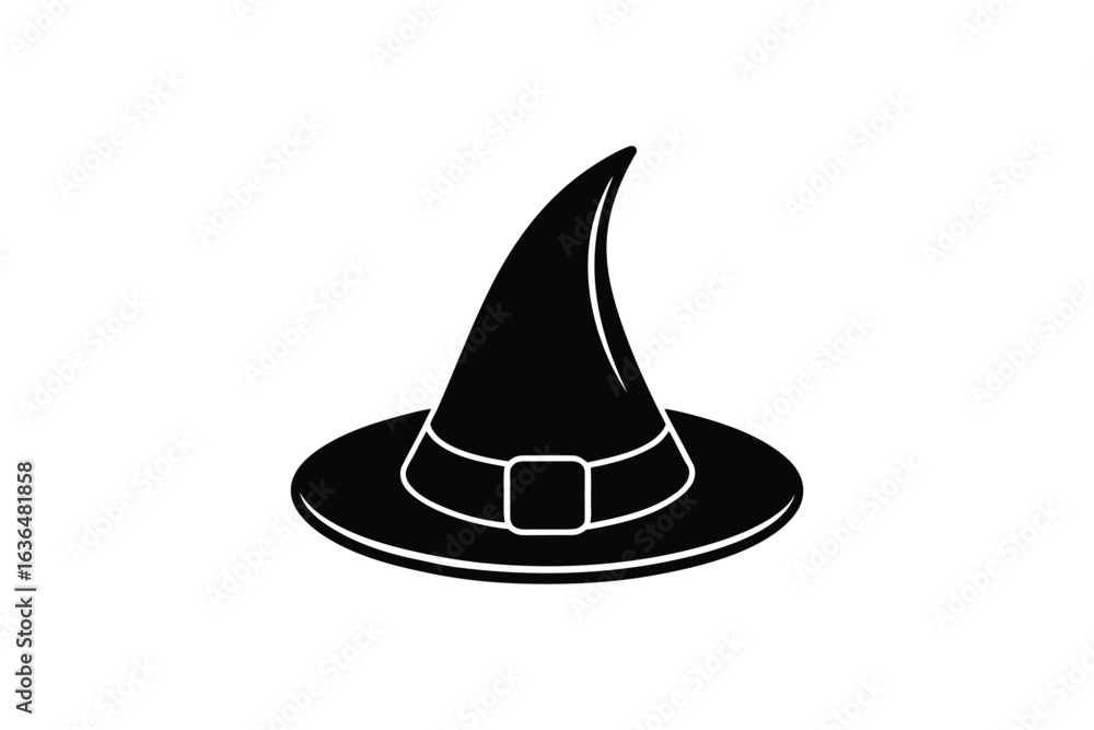 Fototapeta premium Simple Witch Hat with Buckle Halloween Costume Accessory Silhouette