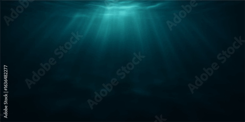 Underwater ocean scene with blue light rays, a dark deep sea motion animation