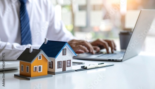 Real estate agent working on laptop