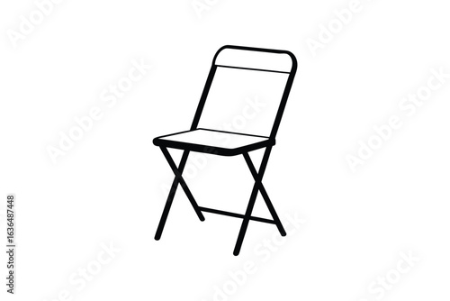 Simple Black and White Folding Chair Illustration in Silhouette Style silhouette
