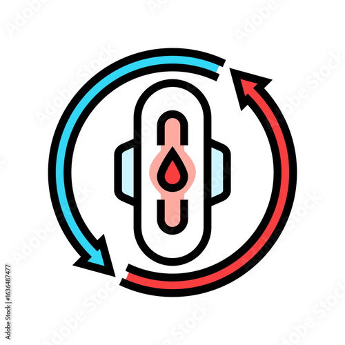 menstruation adolescence puberty color icon vector illustration