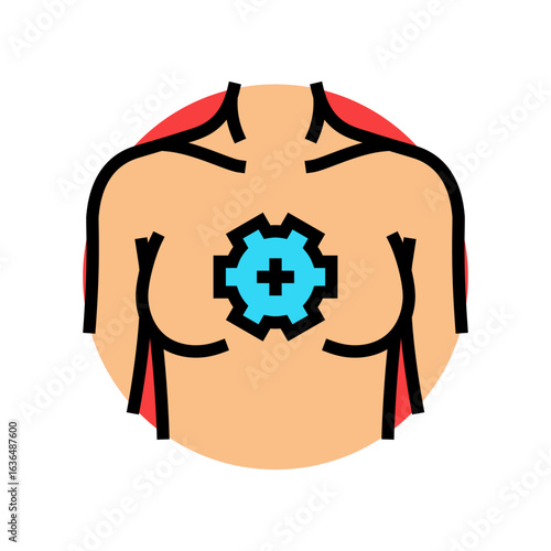 breast development adolescence puberty color icon vector illustration