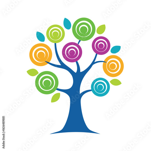 Fingerprint tree with each branch representing cherished memories vector art illustration